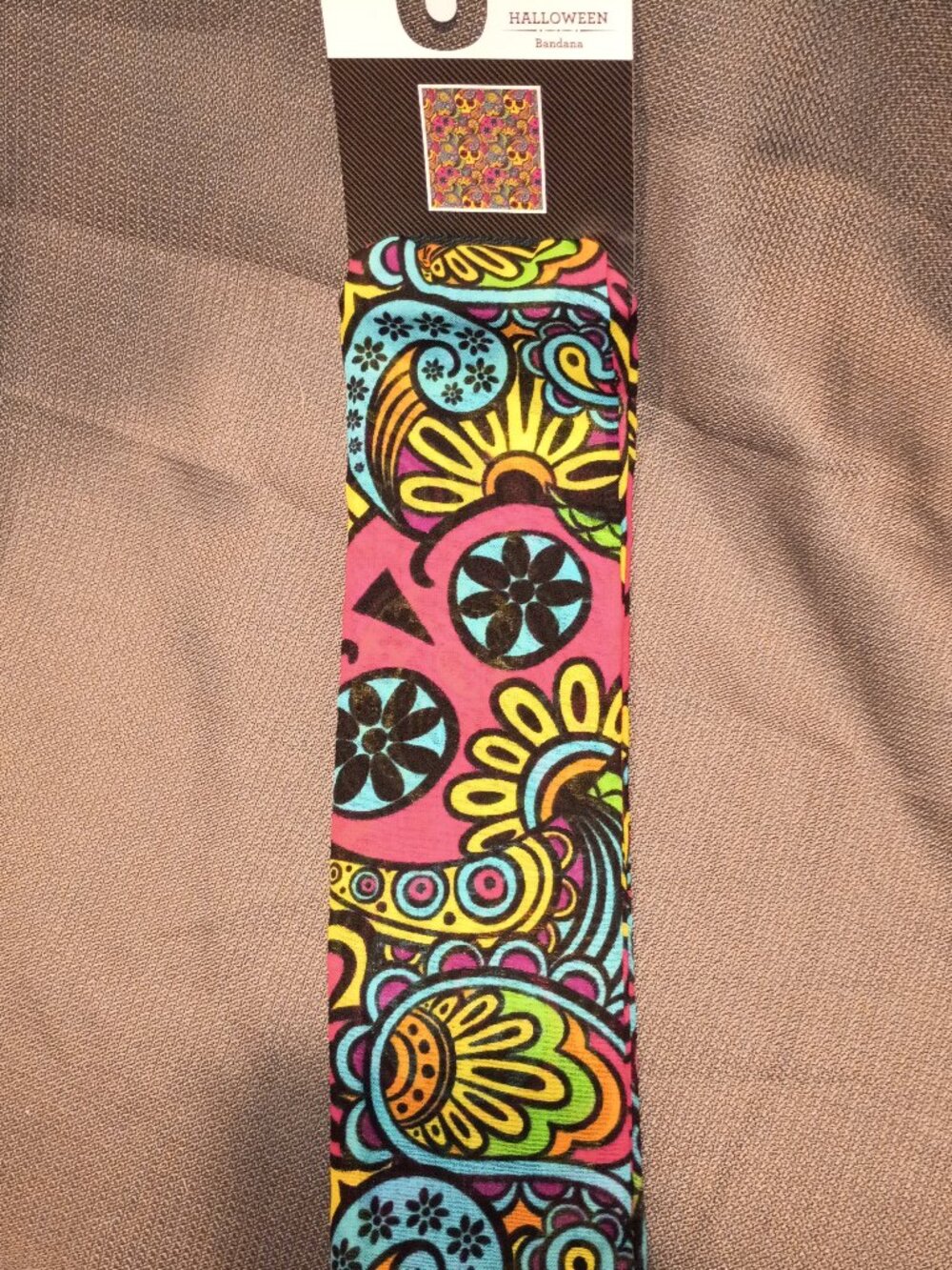 "Celebrate Halloween" Colorful Sugar Skull Print Bandana NWT!